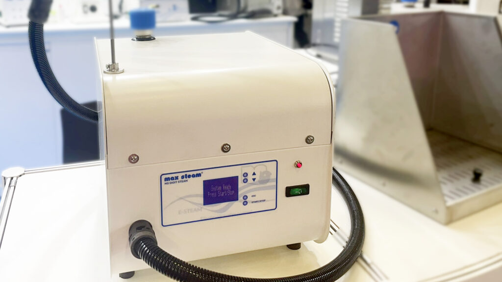 Close up of MS DIGIT STEAM steamer at IDS 2025 Max Stir's booth